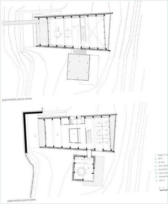 Dessin d'une maison expérimentale en Italie
