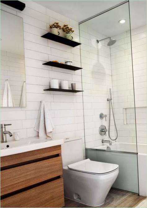 Conception d'une salle de bains moderne dans une maison aux États-Unis