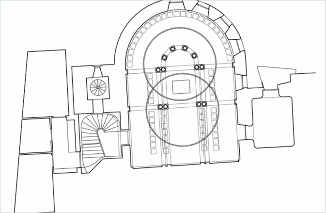 L'agencement de la salle de bal de l'église Botta