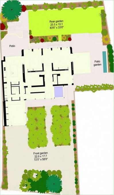 Schéma du plan du site de The Lawns