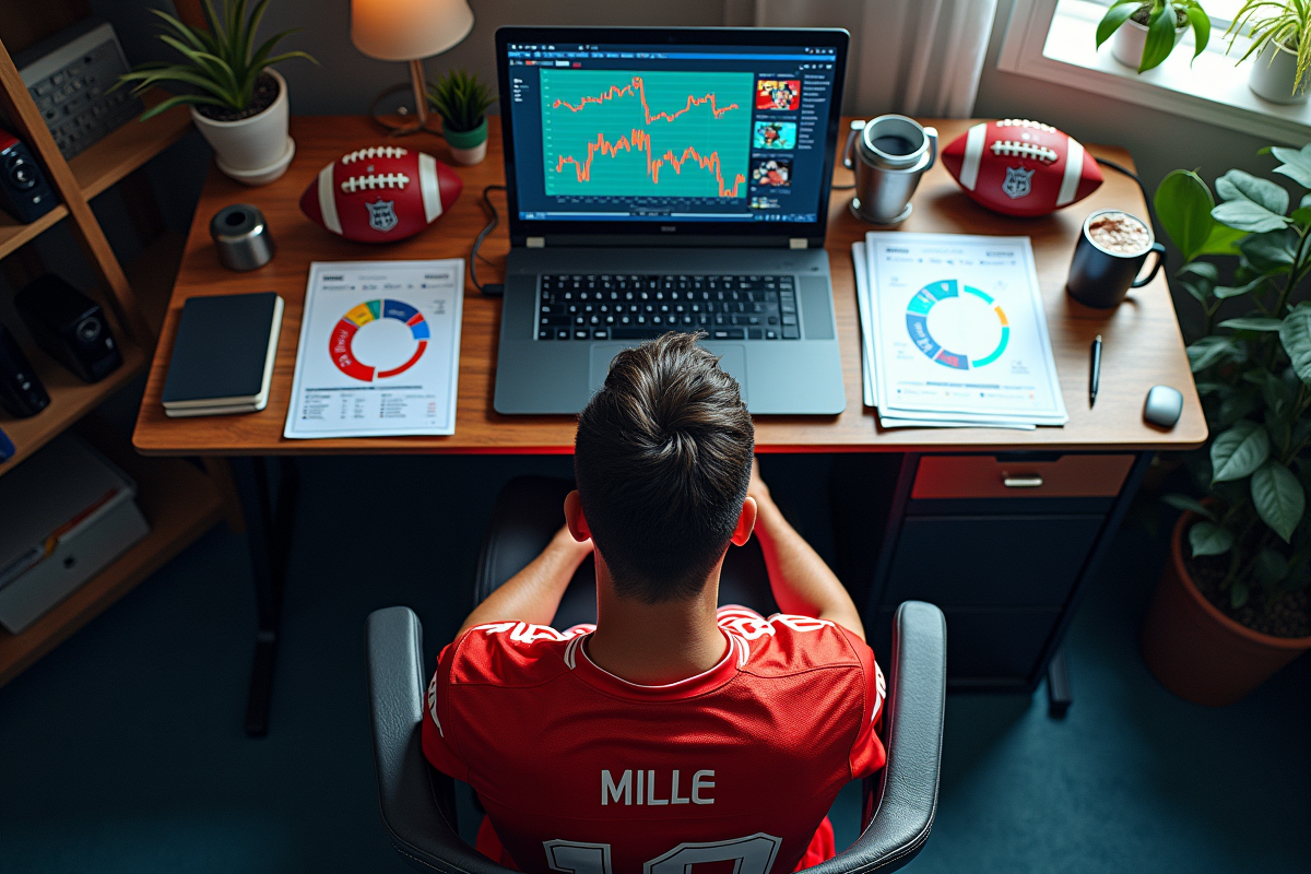 Espace de travail avec maillot Mille et graphiques de performance