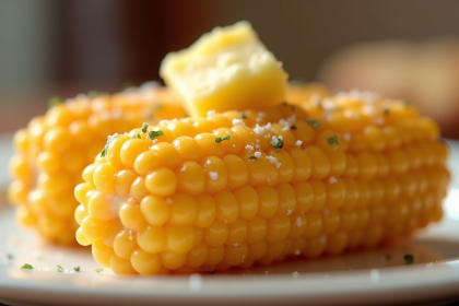 Gros plan d'une cobette de poulet dorée et croustillante KFC