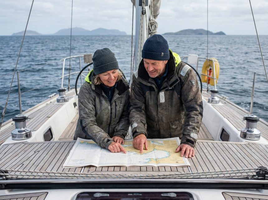 Couple naviguant en voilier lors d'une aventure maritime