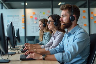 Trois professionnels IT diversifiés au bureau collaboratif