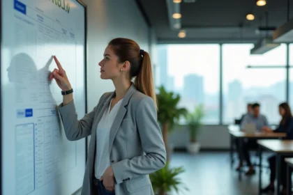 Femme consultant un calendrier semaine paire impaire au bureau en 2026