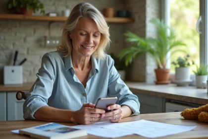 Femme planifiant ses vacances &agrave; la maison