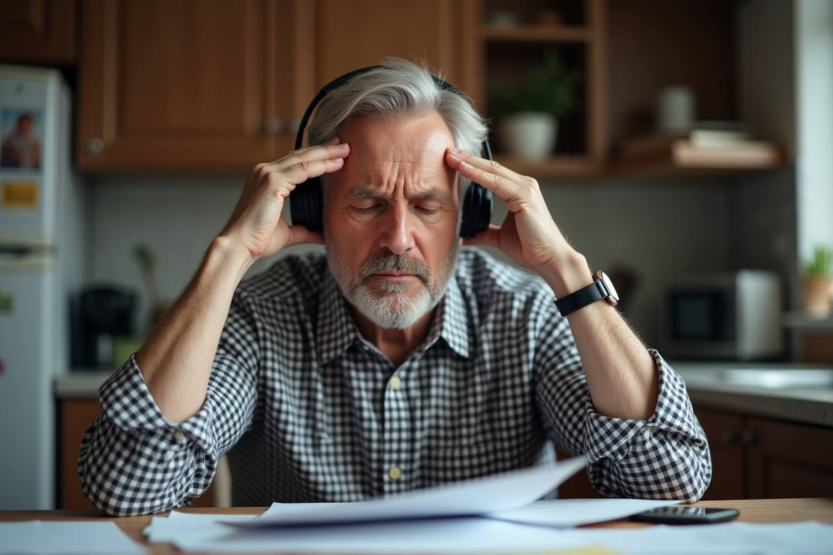 Homme stressé au travail dans la cuisine