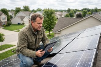 Panneaux solaires sur un toit avec un bon angle d'inclinaison