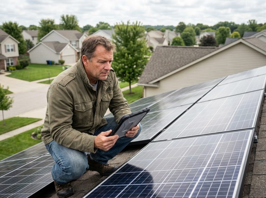 Panneaux solaires sur un toit avec un bon angle d'inclinaison