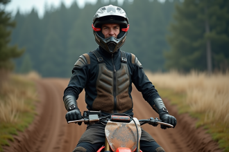 Jeune homme motocross en extérieur avec équipement complet