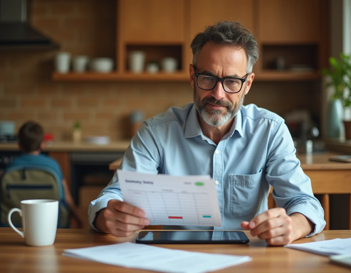 Parent organisant les horaires scolaires selon le système semaine paire impaire à la maison