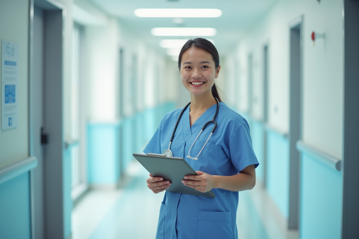 Professionnel de santé souriant dans un hôpital