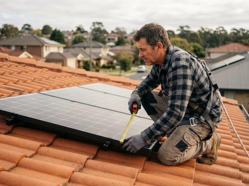 Toiture d'une maison passive avec panneaux solaires installés