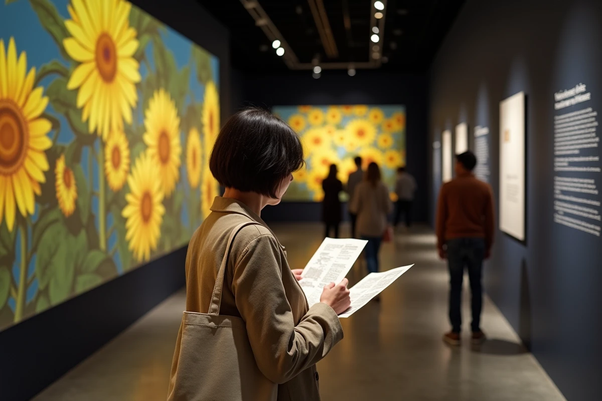 Femme consultant un plan de l'exposition Van Gogh immersive à Lyon
