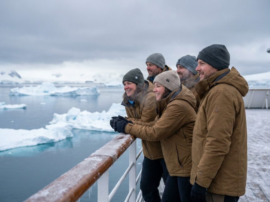 Voyageurs explorant des icebergs en Antarctique depuis Ushuaïa